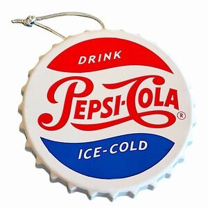 Pepsi- Cola Retro Metal Bottle Cap Christmas Holiday Hanging Ornament 5" Ruz New